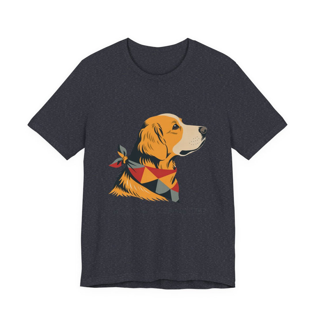 Heather Navy — Front | Golden Retriever Welcome Committee Men's Tee