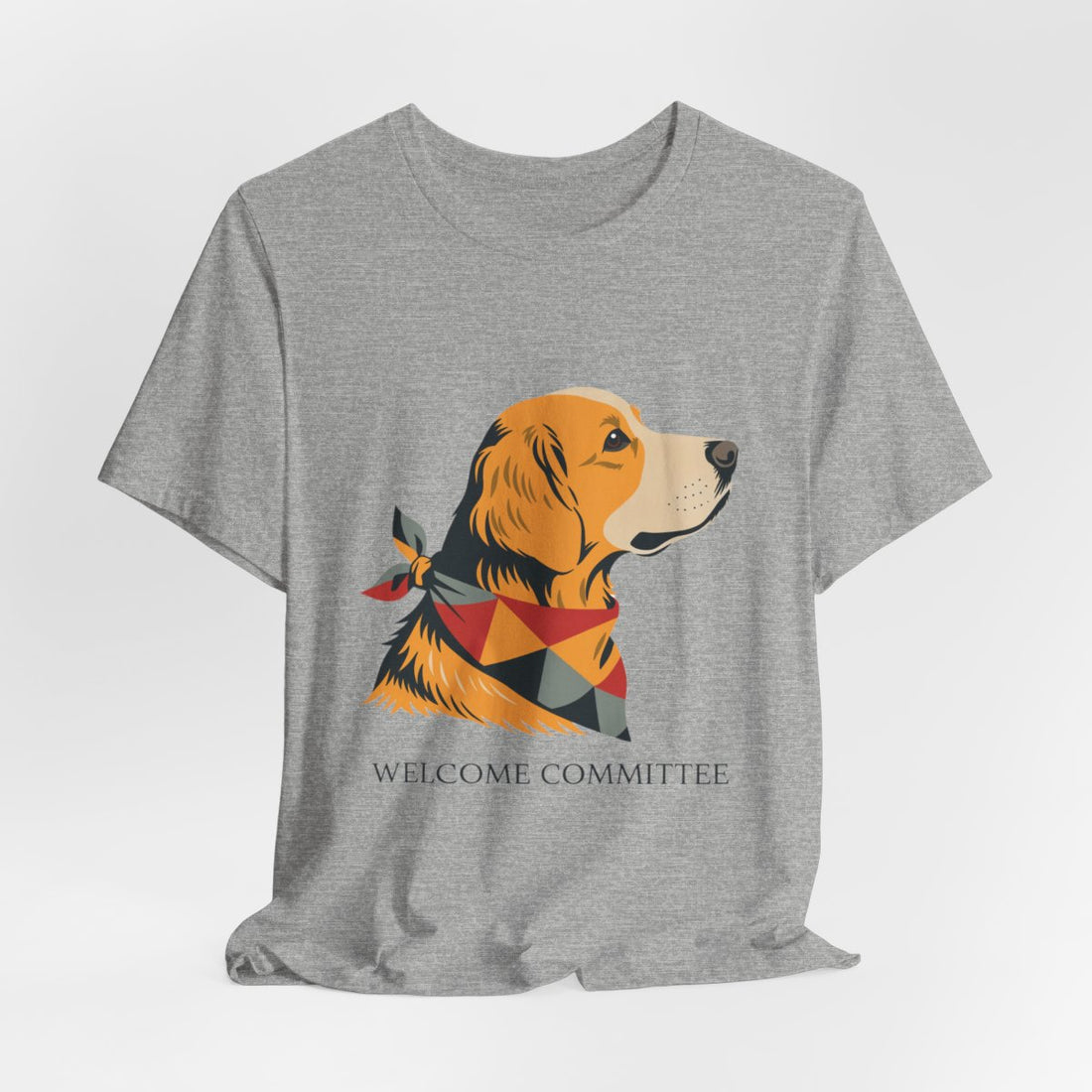 Athletic Heather — Hanging | Golden Retriever Welcome Committee Men's Tee