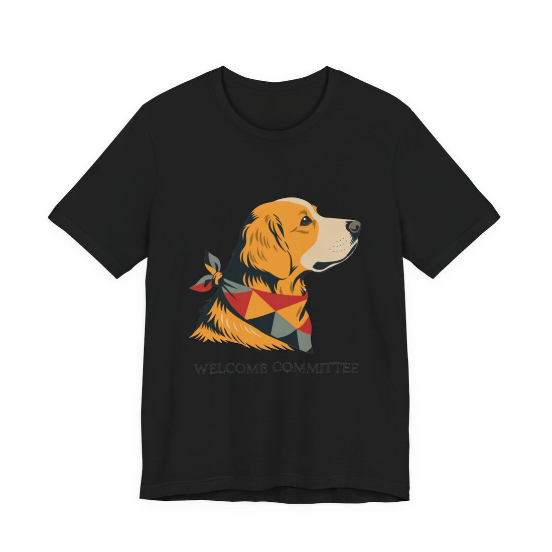 Black — Front | Golden Retriever Welcome Committee Men's Tee