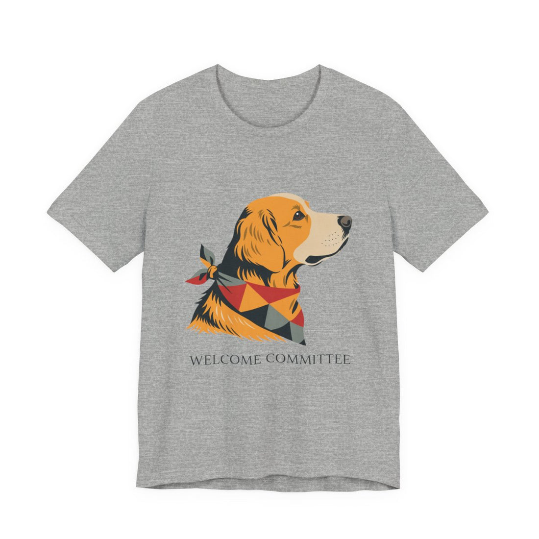 Athletic Heather — Front | Golden Retriever Welcome Committee Men's Tee