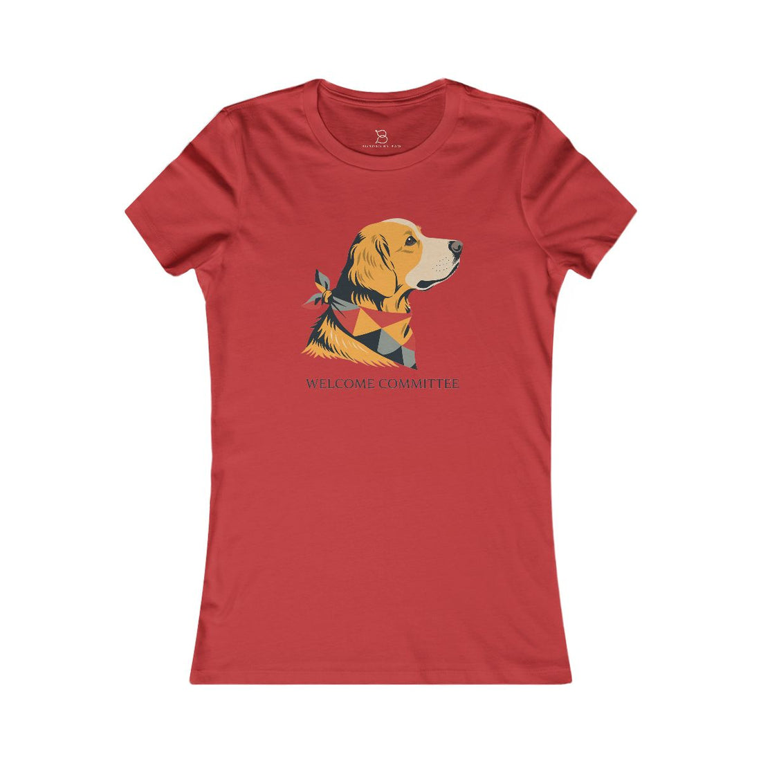 Red — Front | Golden Retriever "Welcome Committee" Women's Tee
