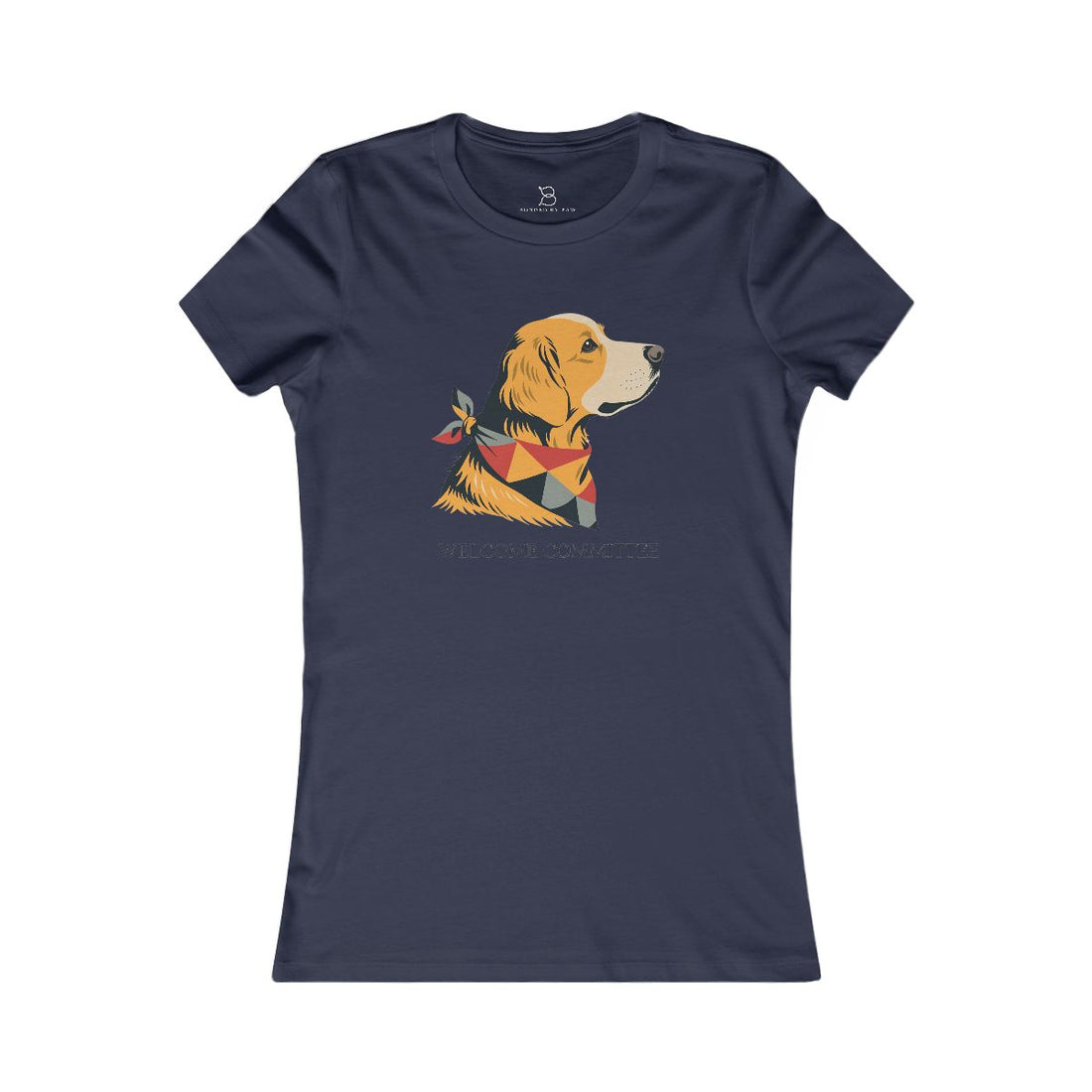 Navy — Front | Golden Retriever "Welcome Committee" Women's Tee