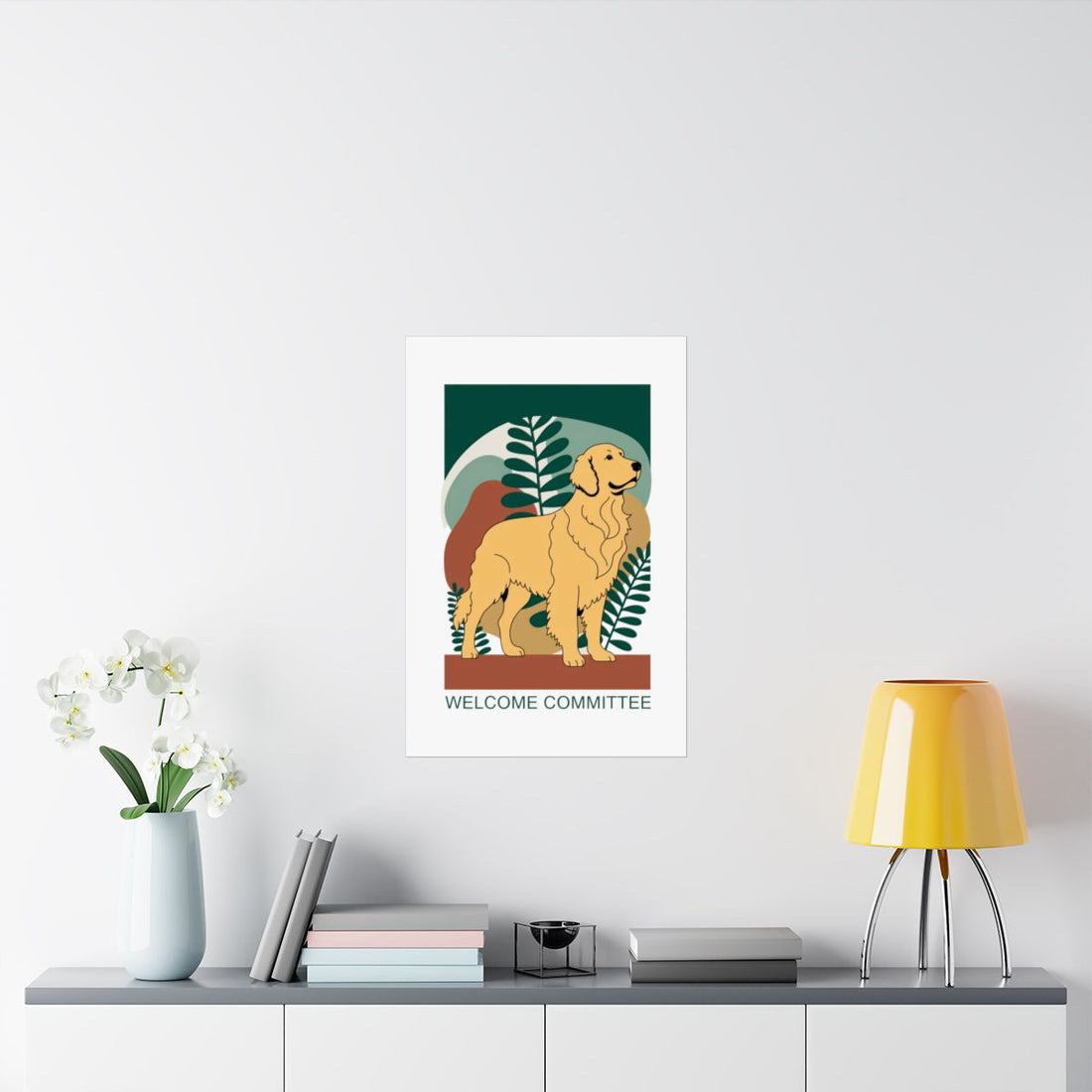 20″ x 30″ — Lifestyle | Golden Retriever Welcome Wall Art Poster