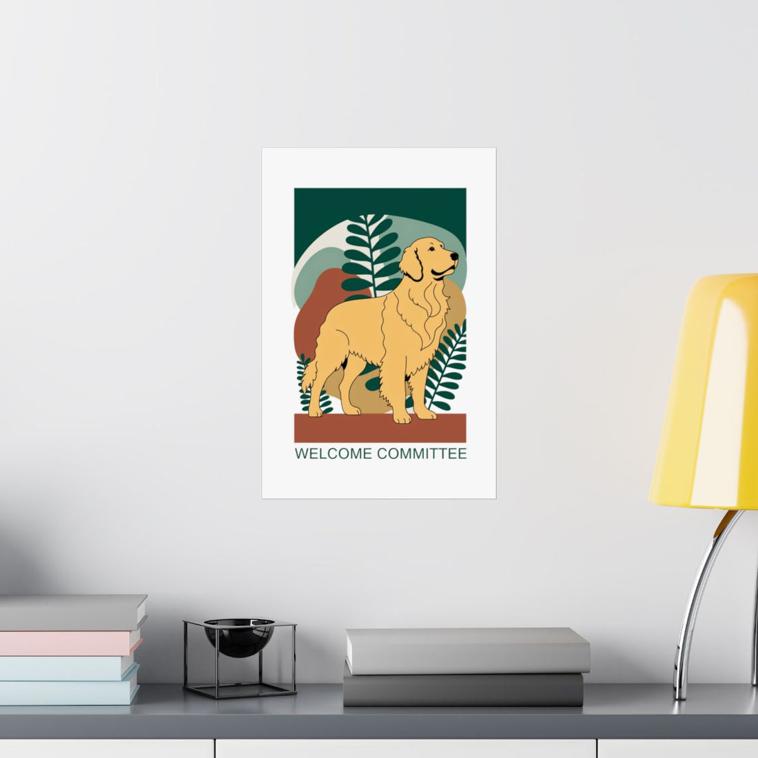 12″ x 18″ — Lifestyle | Golden Retriever Welcome Wall Art Poster