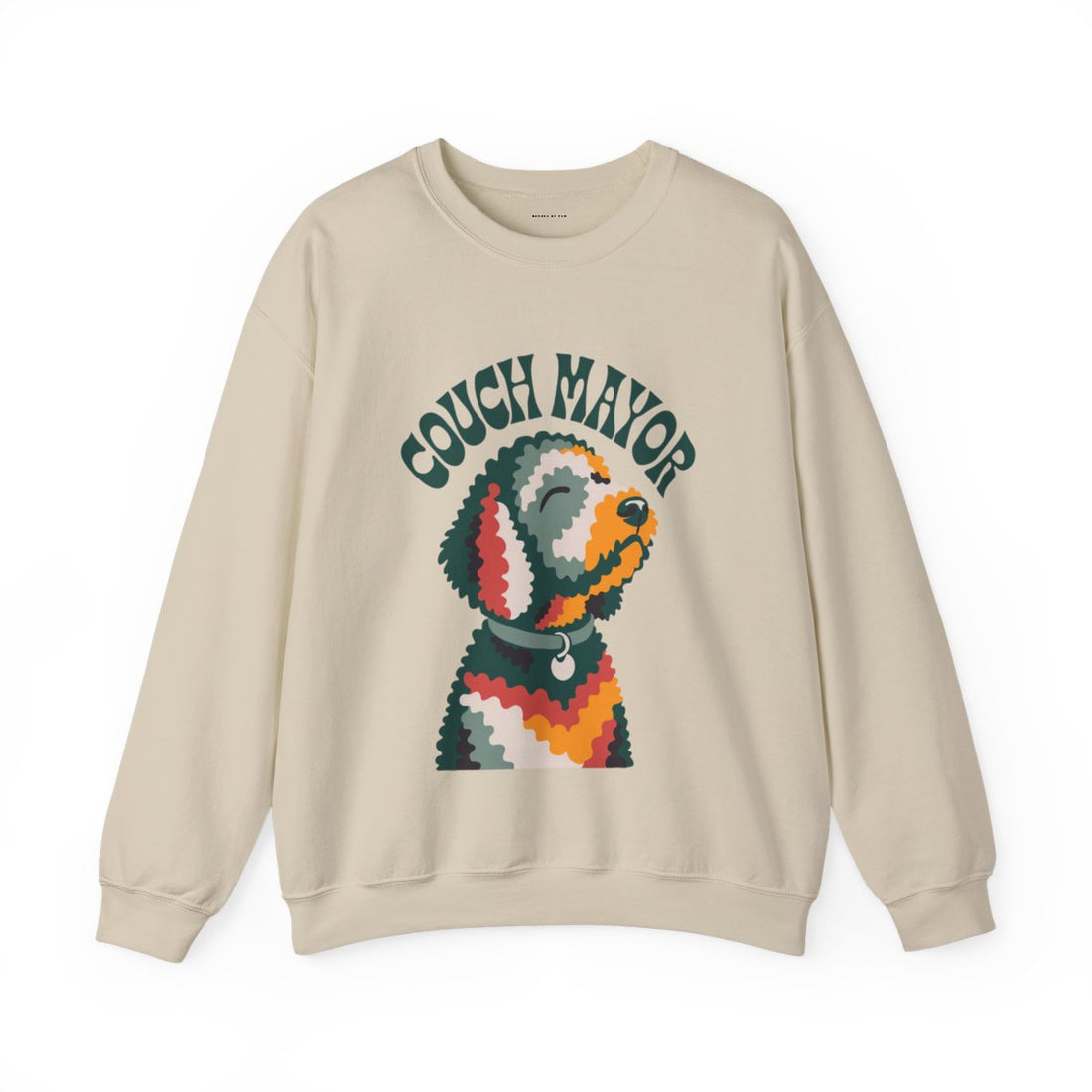 Sand — Front | Goldendoodle Couch Mayor Crewneck