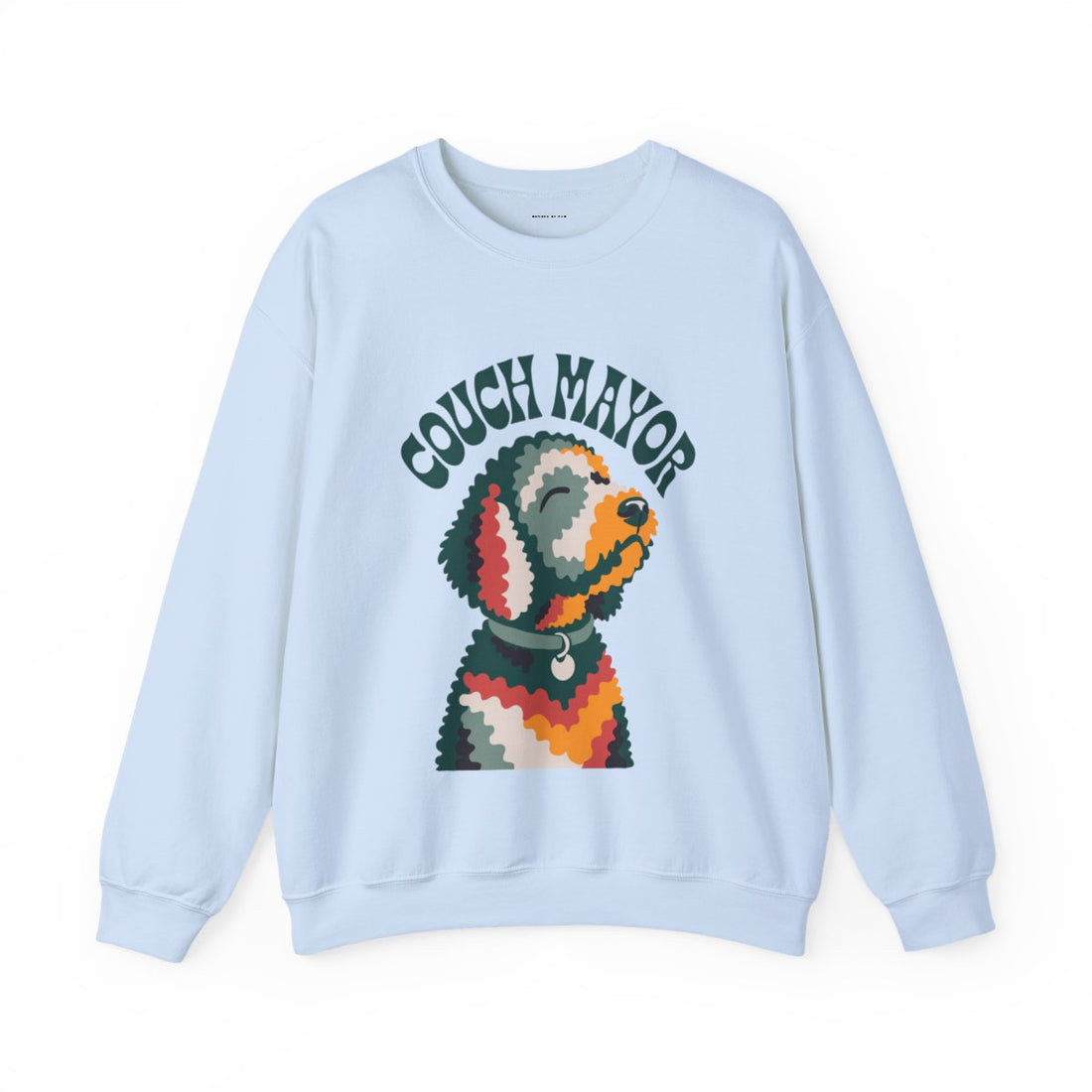 Light Blue — Front | Goldendoodle Couch Mayor Crewneck