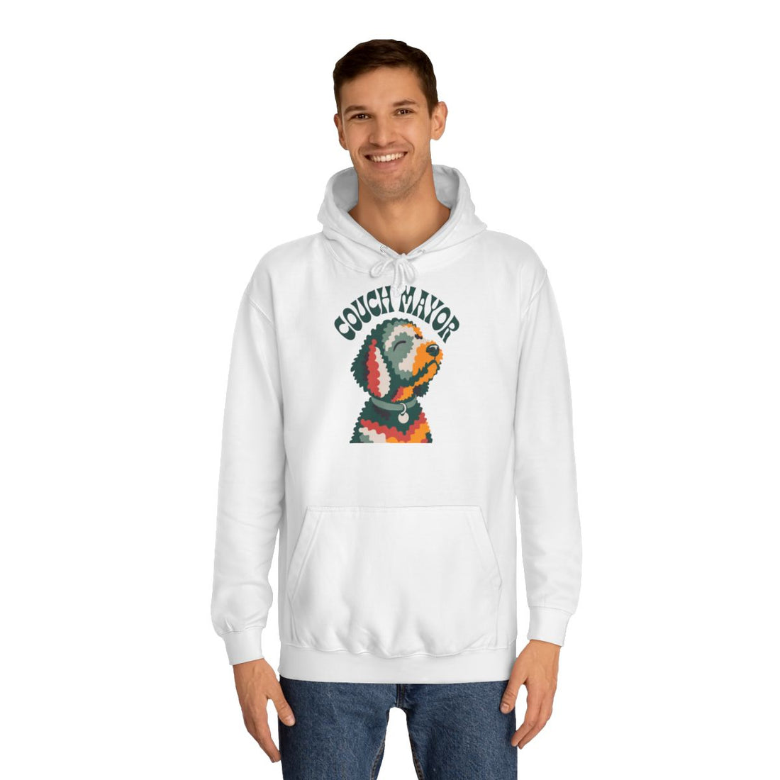 Arctic White — Lifestyle | Goldendoodle "Couch Mayor" Hoodie