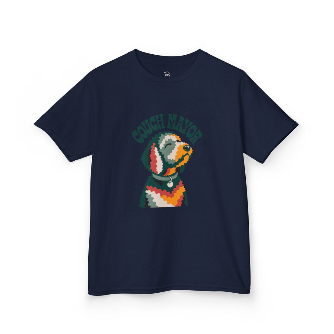 Navy — Front | Goldendoodle "Couch Mayor" Kids Tee
