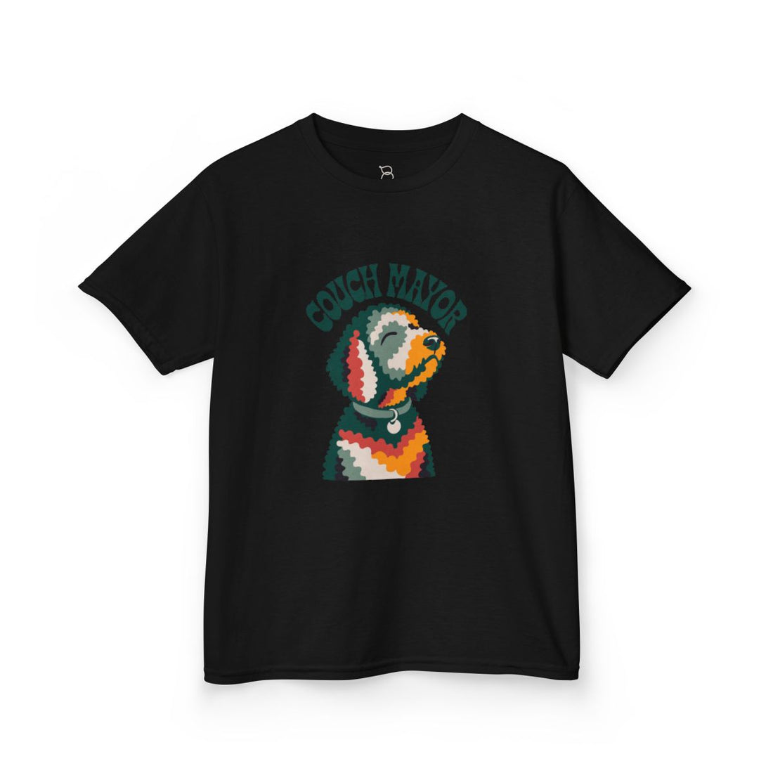 Black — Front | Goldendoodle "Couch Mayor" Kids Tee