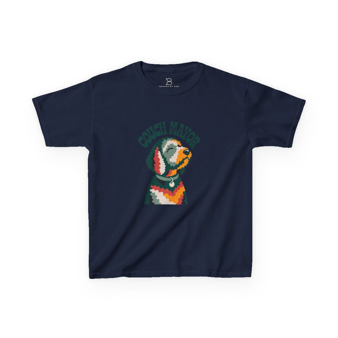 Navy — Front | Goldendoodle "Couch Mayor" Kids Tee