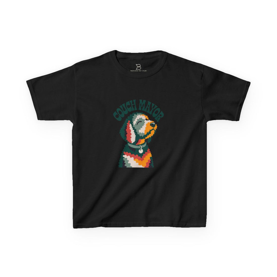 Black — Front | Goldendoodle "Couch Mayor" Kids Tee