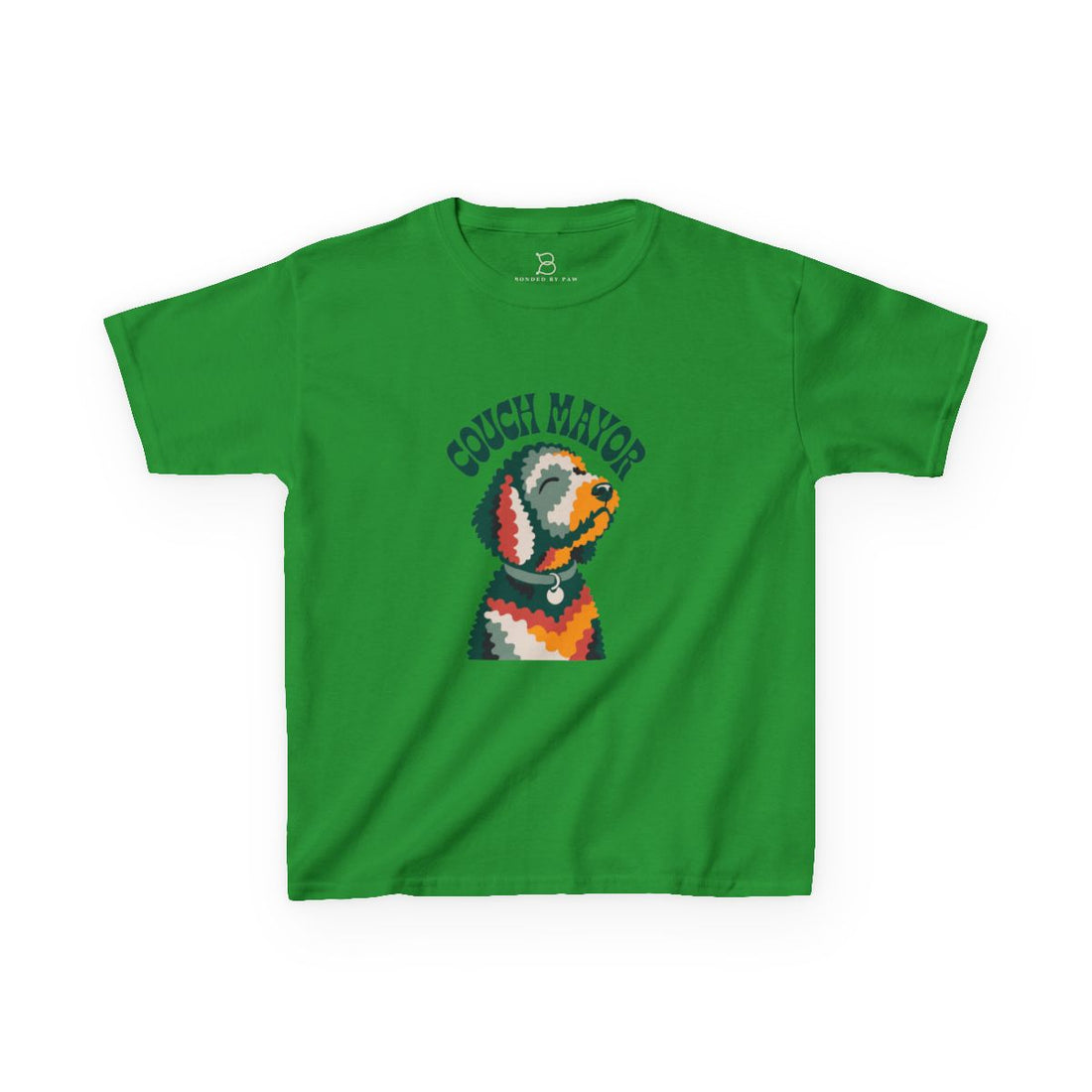 Irish Green — Front | Goldendoodle "Couch Mayor" Kids Tee