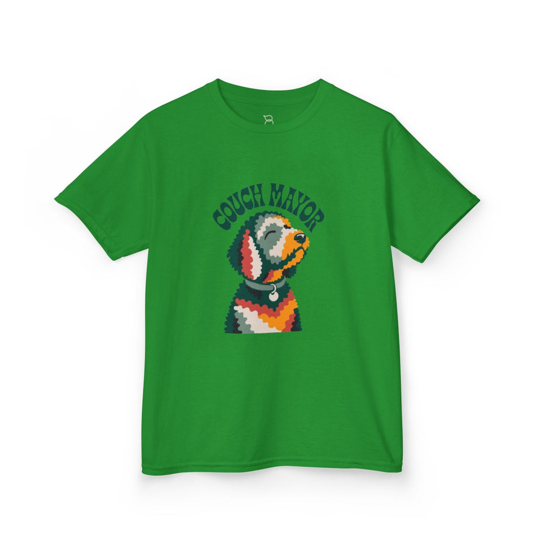 Irish Green — Front | Goldendoodle "Couch Mayor" Kids Tee