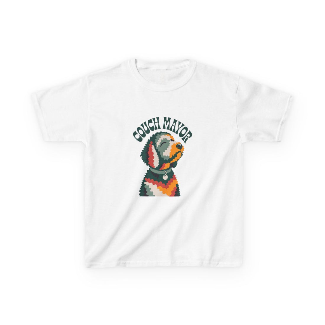 White — Front | Goldendoodle "Couch Mayor" Kids Tee
