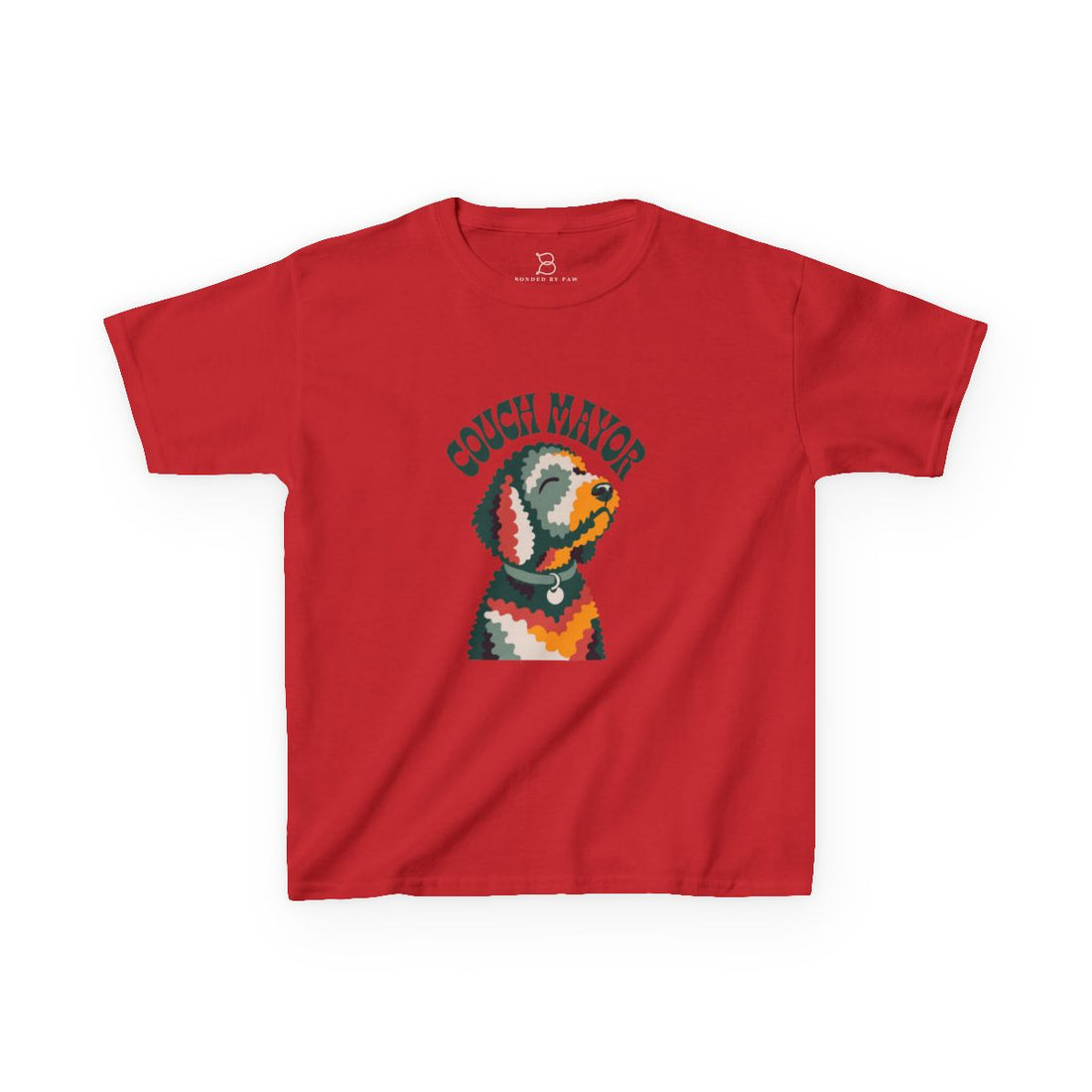 Red — Front | Goldendoodle "Couch Mayor" Kids Tee