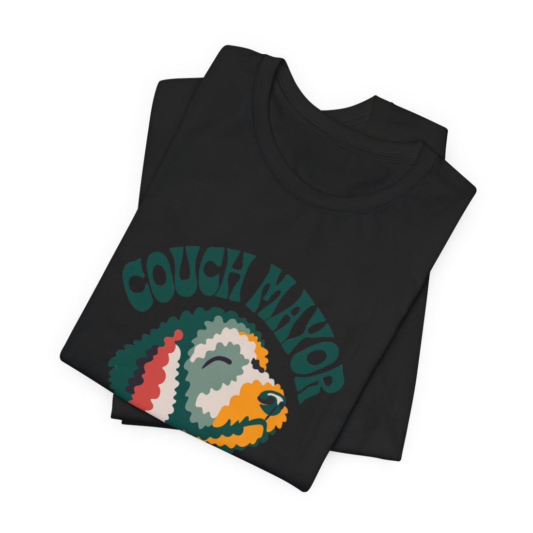 Black — Folded | Goldendoodle "Couch Mayor" Men's Tee