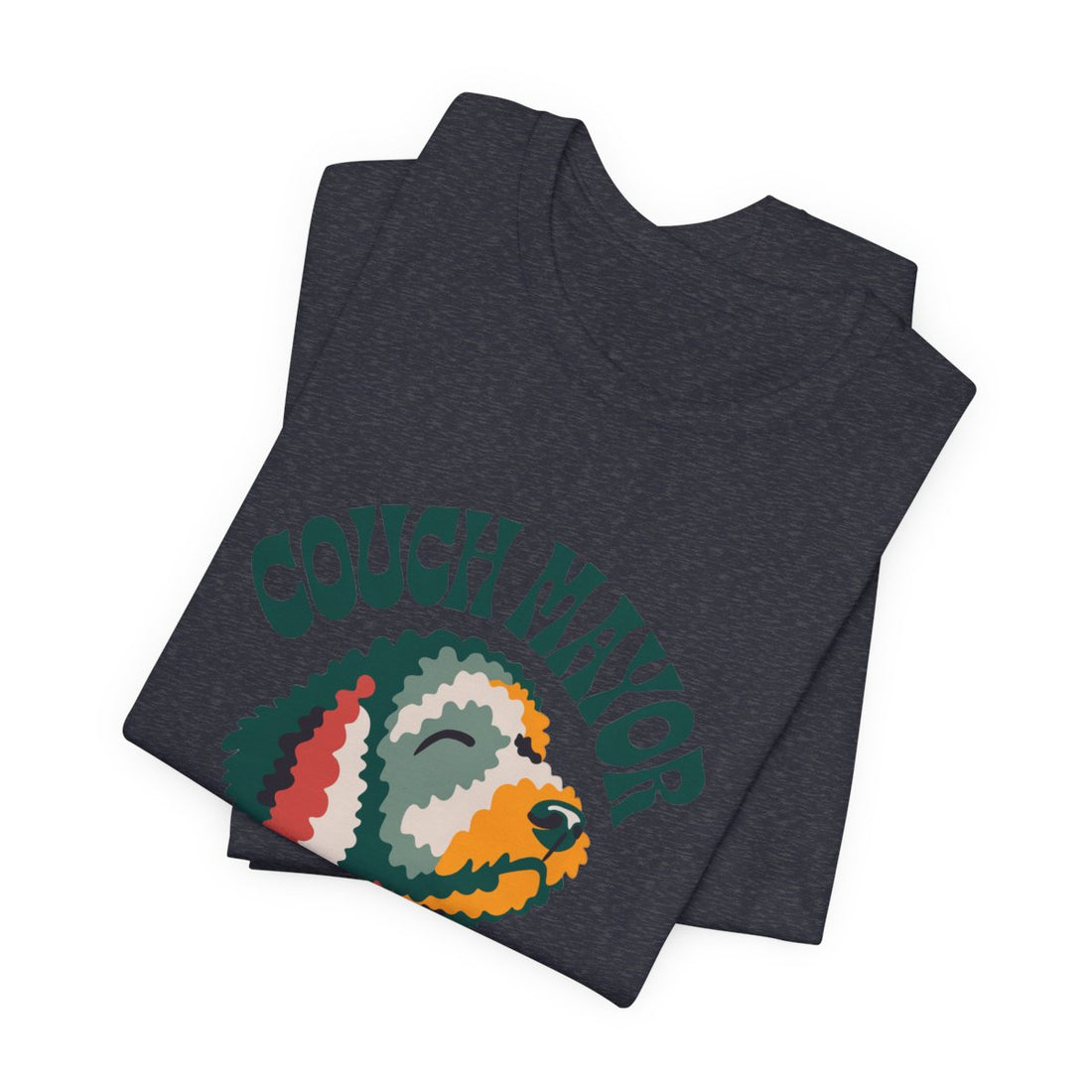 Heather Navy — Folded | Goldendoodle "Couch Mayor" Men's Tee
