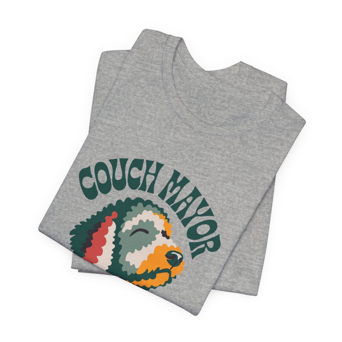 Athletic Heather — Folded | Goldendoodle "Couch Mayor" Men's Tee