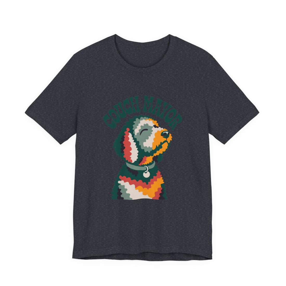 Heather Navy — Front | Goldendoodle "Couch Mayor" Men's Tee