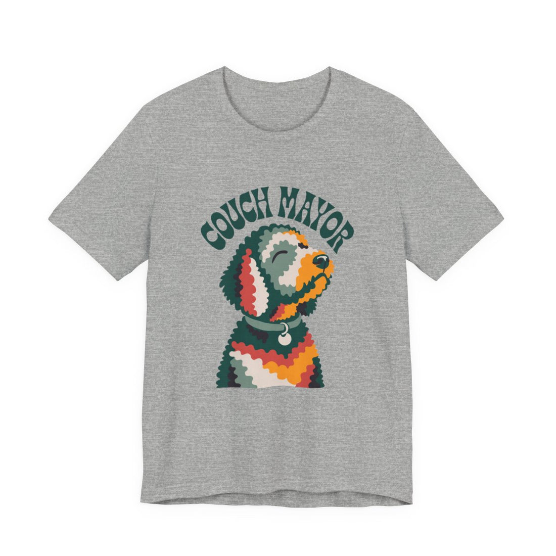 Athletic Heather — Front | Goldendoodle "Couch Mayor" Men's Tee