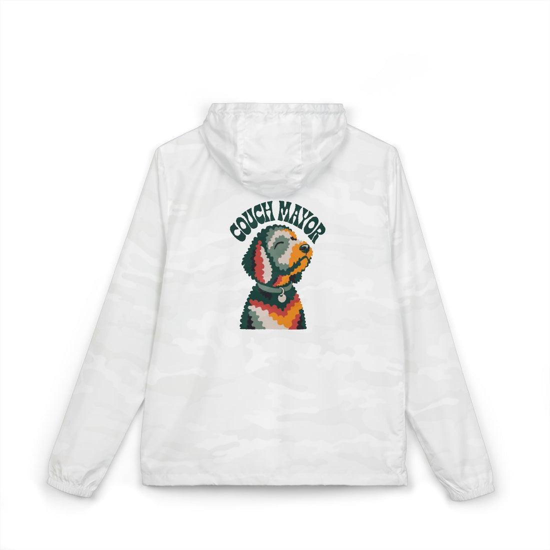White Camo — Back | Goldendoodle Couch Mayor Windbreaker
