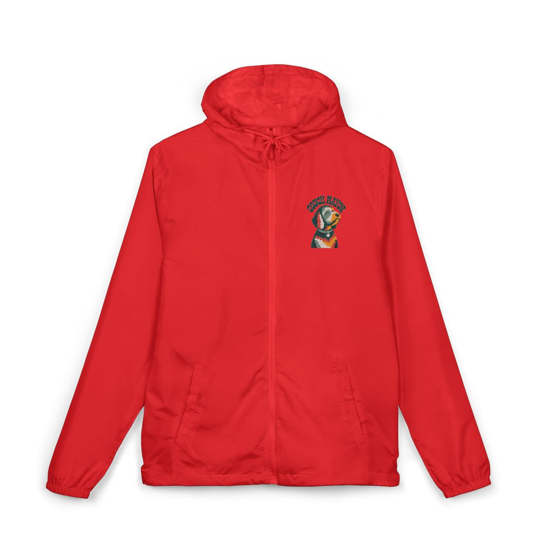 Red — Front | Goldendoodle Couch Mayor Windbreaker
