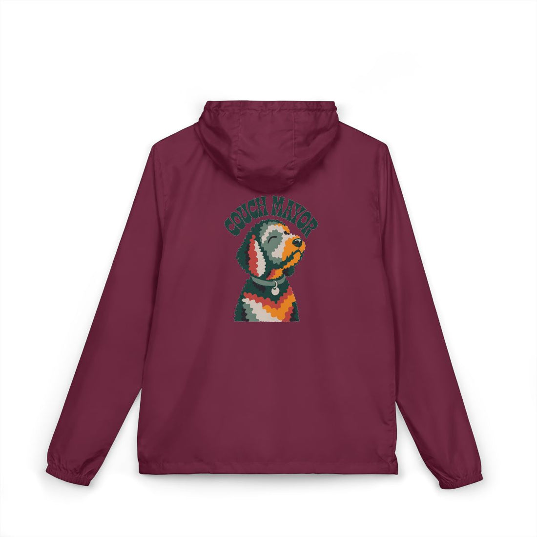 Maroon — Back | Goldendoodle Couch Mayor Windbreaker