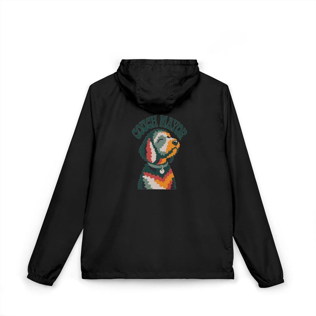 Black — Back | Goldendoodle Couch Mayor Windbreaker