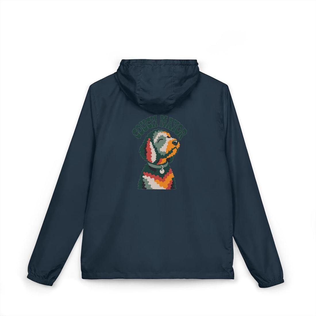 Classic Navy — Back | Goldendoodle Couch Mayor Windbreaker
