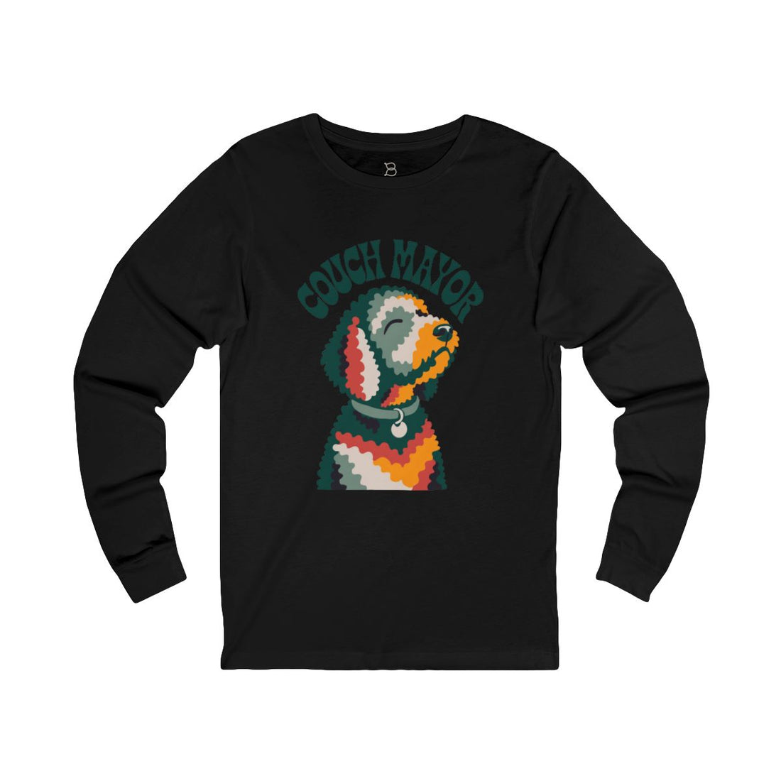 Black — Front | Goldendoodle Loaf Couch Mayor Long Sleeve Tee