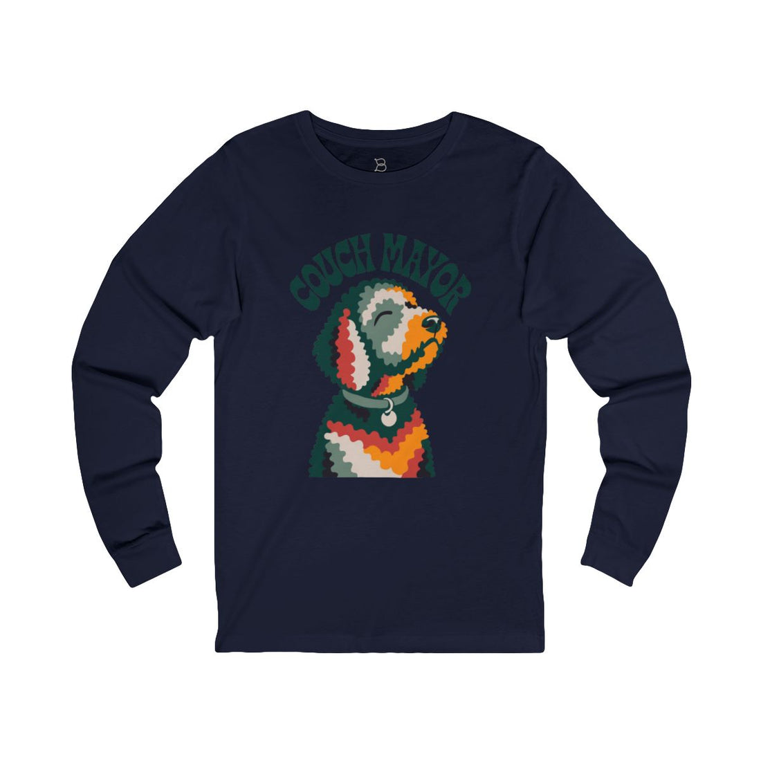Navy — Front | Goldendoodle Loaf Couch Mayor Long Sleeve Tee