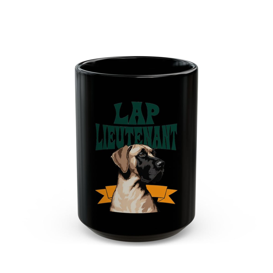 15oz — Front | Great Dane Lap Lieutenant Black Mug