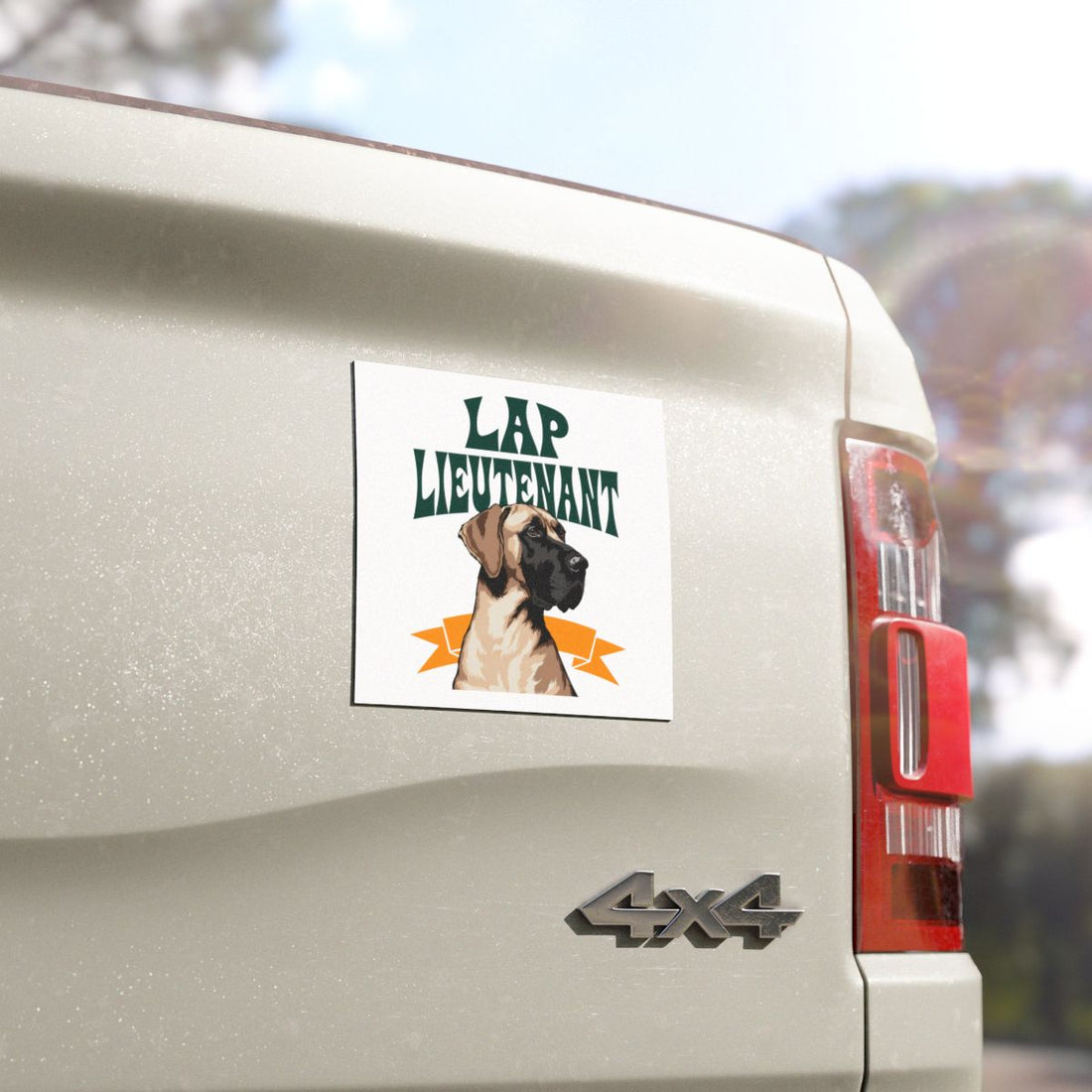 5'' × 5'' — Detail | Great Dane Lap Lieutenant Car Magnet