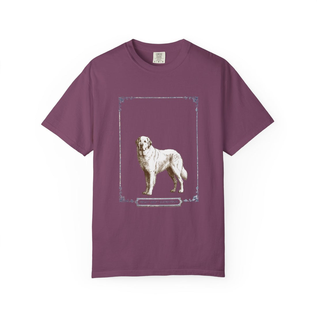 Berry — Front | Great Pyrenees 'Night Shift Supervisor' Garment-Dyed Tee