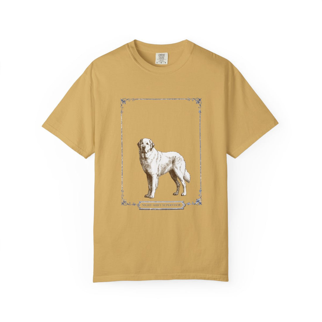 Mustard — Front | Great Pyrenees 'Night Shift Supervisor' Garment-Dyed Tee