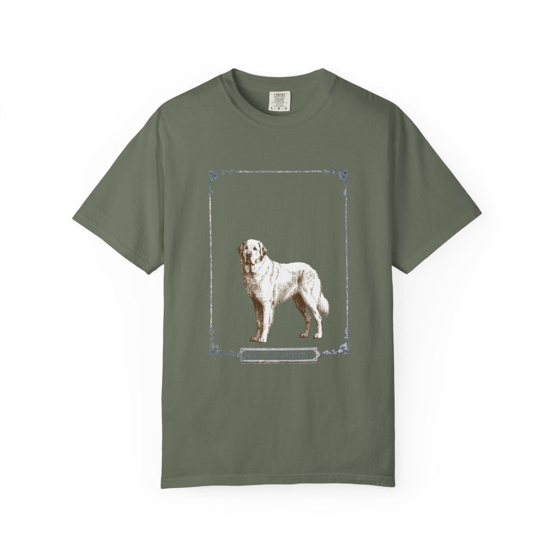 Moss — Front | Great Pyrenees 'Night Shift Supervisor' Garment-Dyed Tee