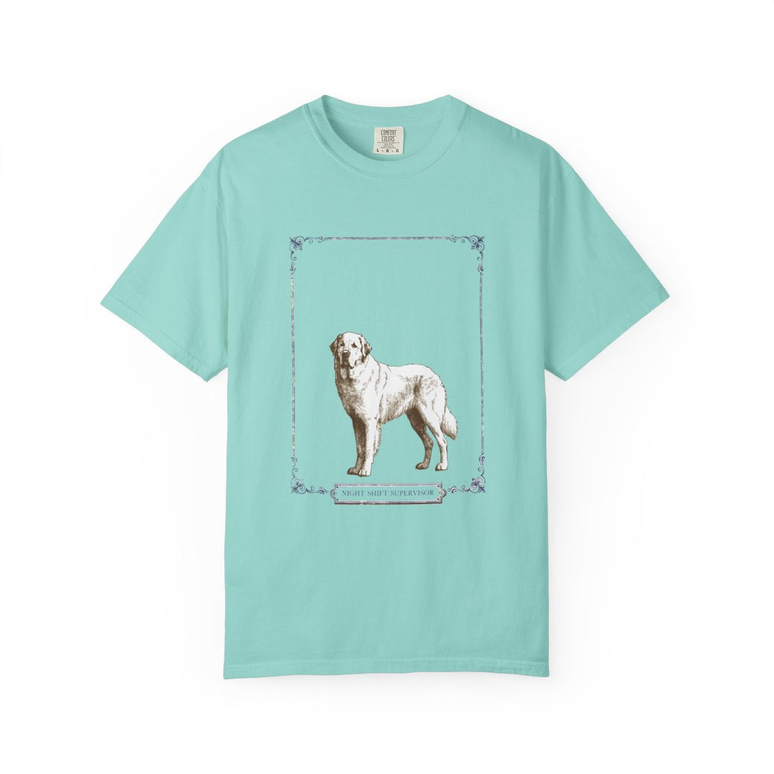 Chalky Mint — Front | Great Pyrenees 'Night Shift Supervisor' Garment-Dyed Tee