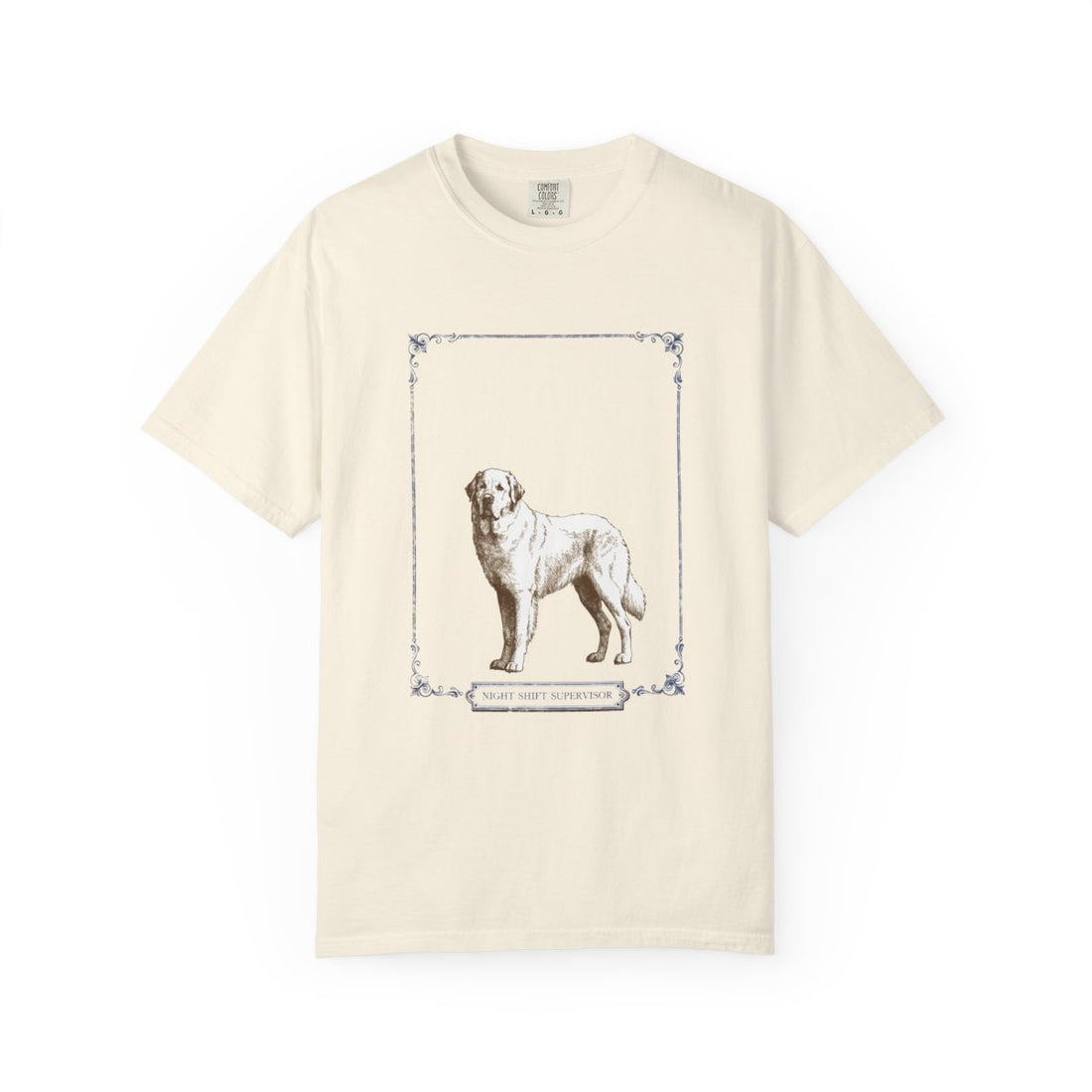 Ivory — Front | Great Pyrenees 'Night Shift Supervisor' Garment-Dyed Tee