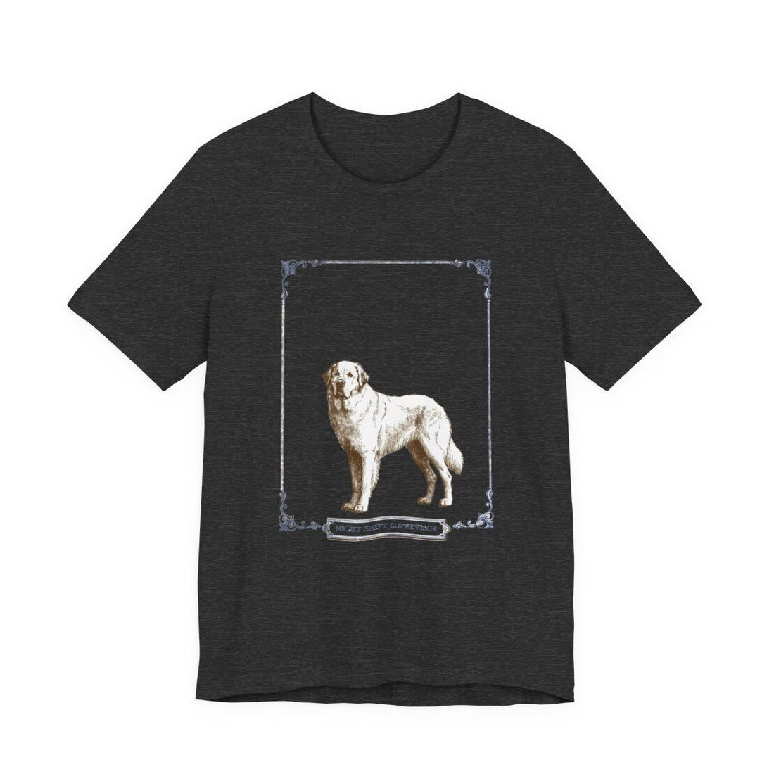 Dark Grey Heather — Front | Great Pyrenees 'Night Shift Supervisor' Tee