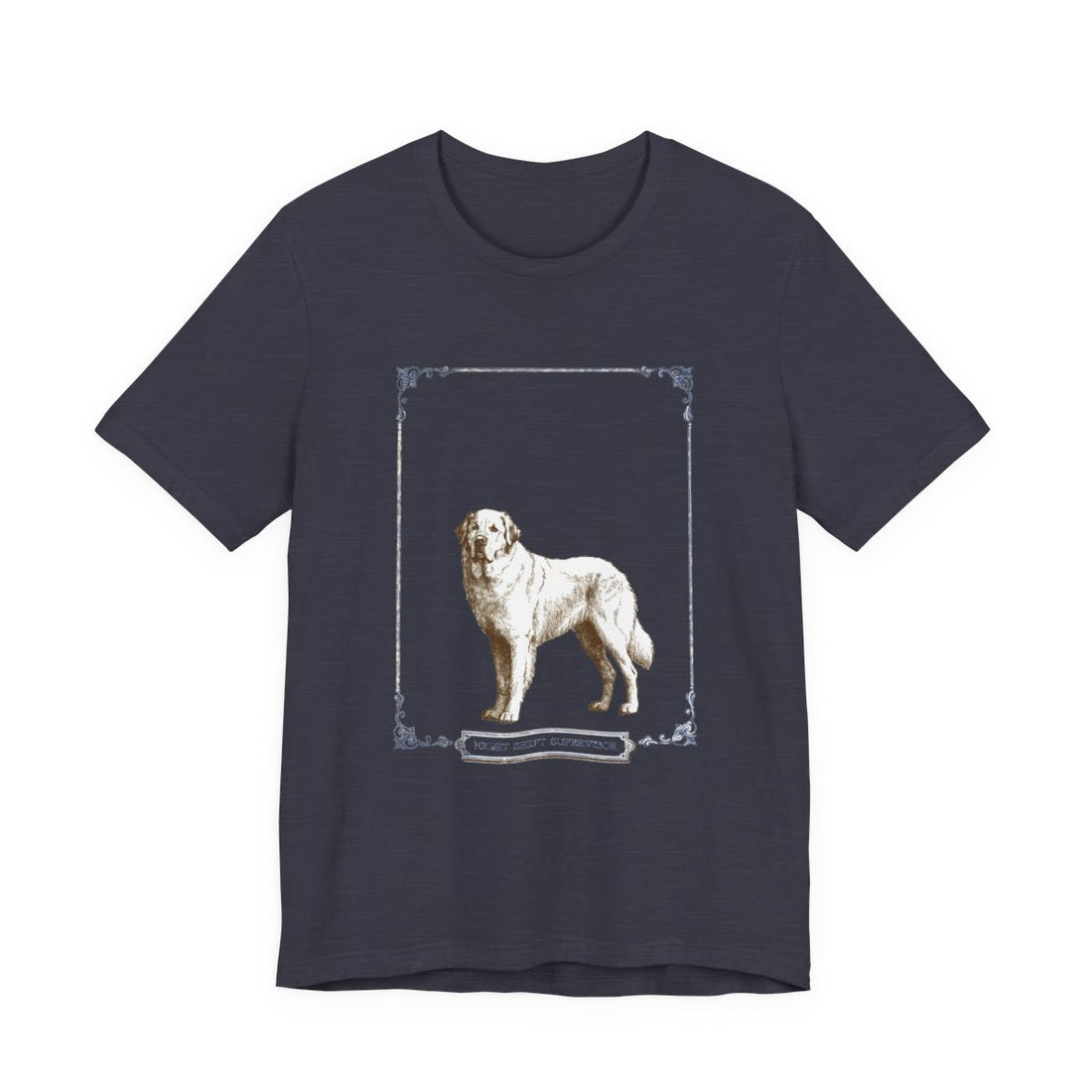 Heather Midnight Navy — Front | Great Pyrenees 'Night Shift Supervisor' Tee