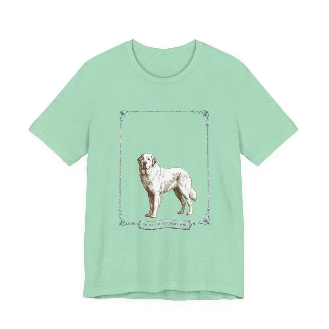 Heather Mint — Front | Great Pyrenees 'Night Shift Supervisor' Tee