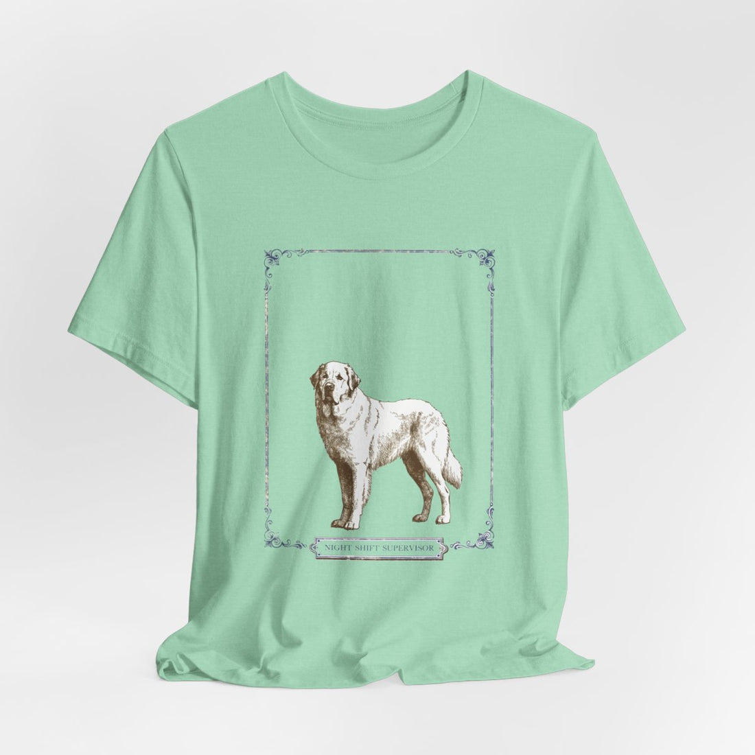 Heather Mint — Hanging | Great Pyrenees 'Night Shift Supervisor' Tee