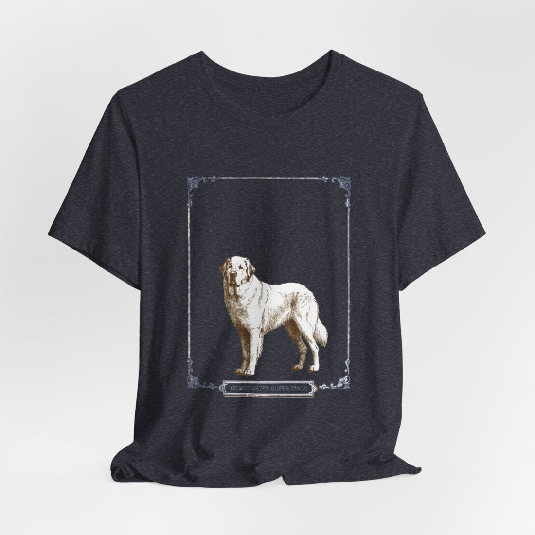 Heather Navy — Hanging | Great Pyrenees 'Night Shift Supervisor' Tee