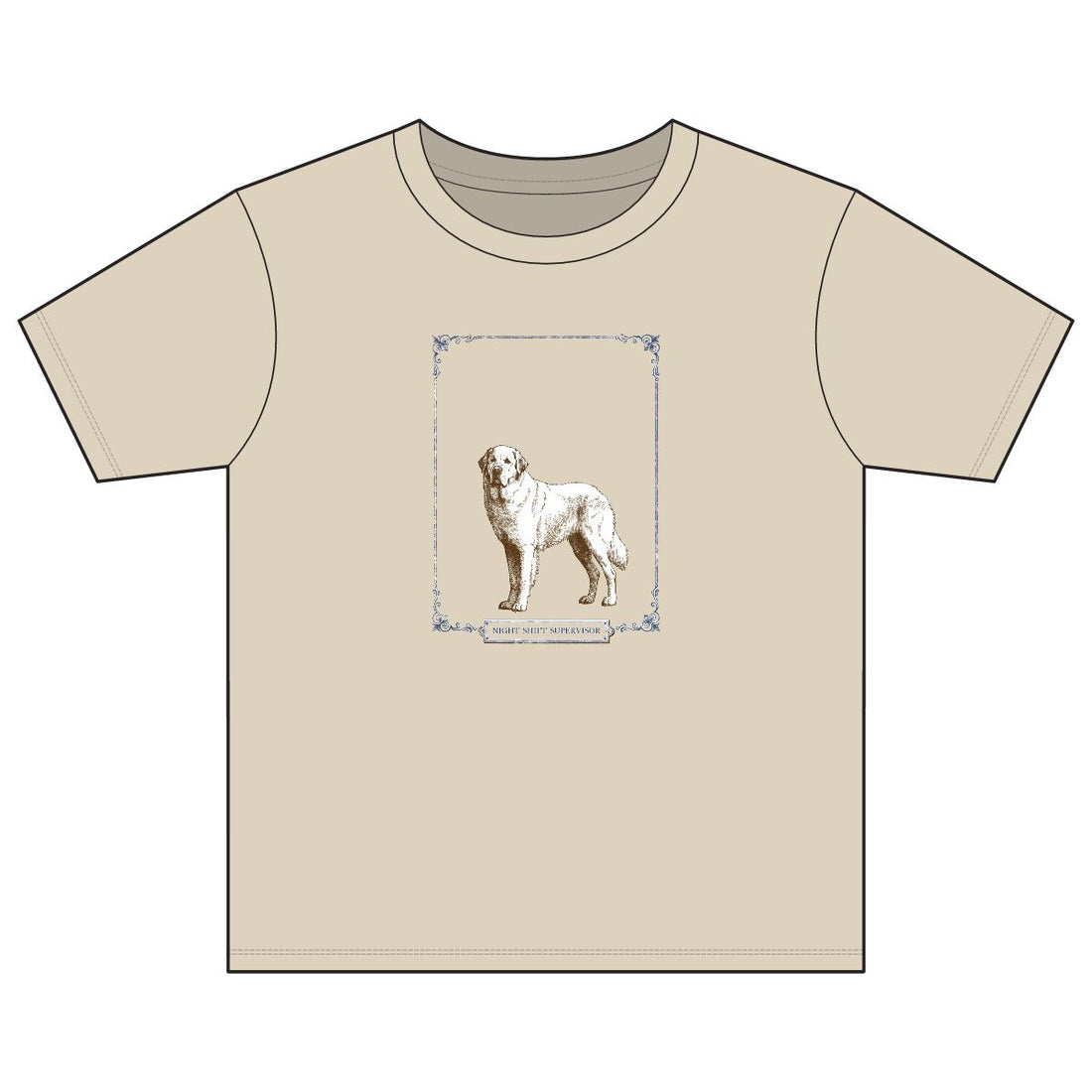 Sand — Front | Great Pyrenees 'Night Shift Supervisor' Youth Tee