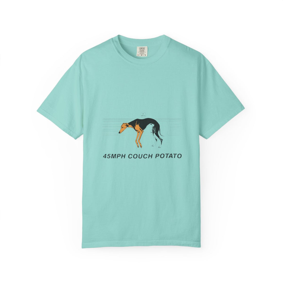 Chalky Mint — Front | Greyhound '45mph Couch Potato' Garment-Dyed Tee