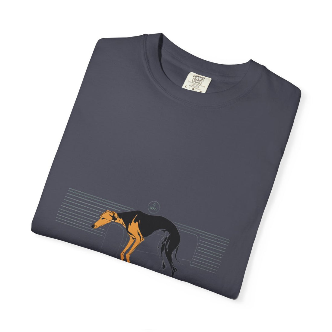 Navy — Folded | Greyhound '45mph Couch Potato' Garment-Dyed Tee