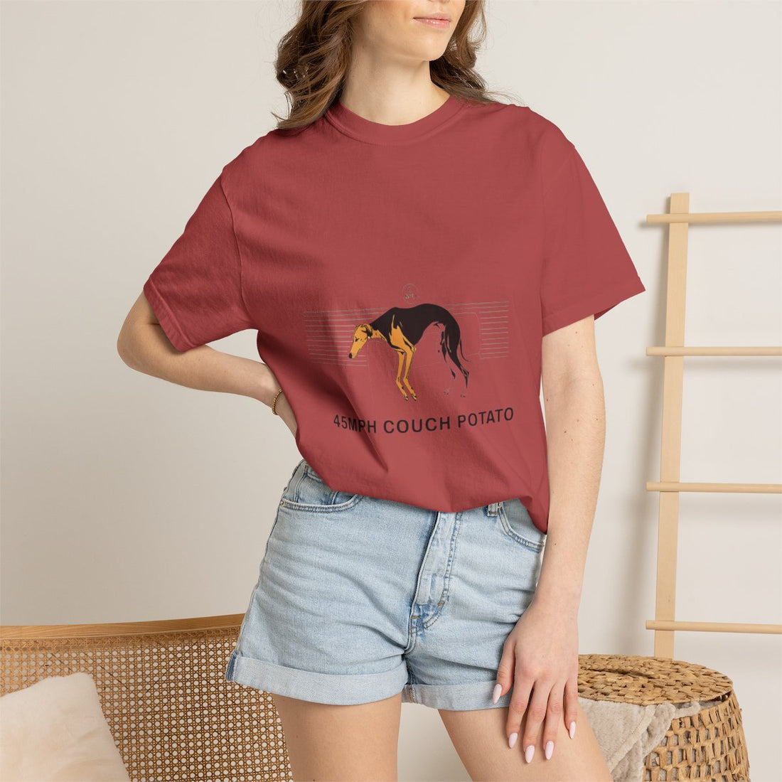Crimson — Lifestyle | Greyhound '45mph Couch Potato' Garment-Dyed Tee