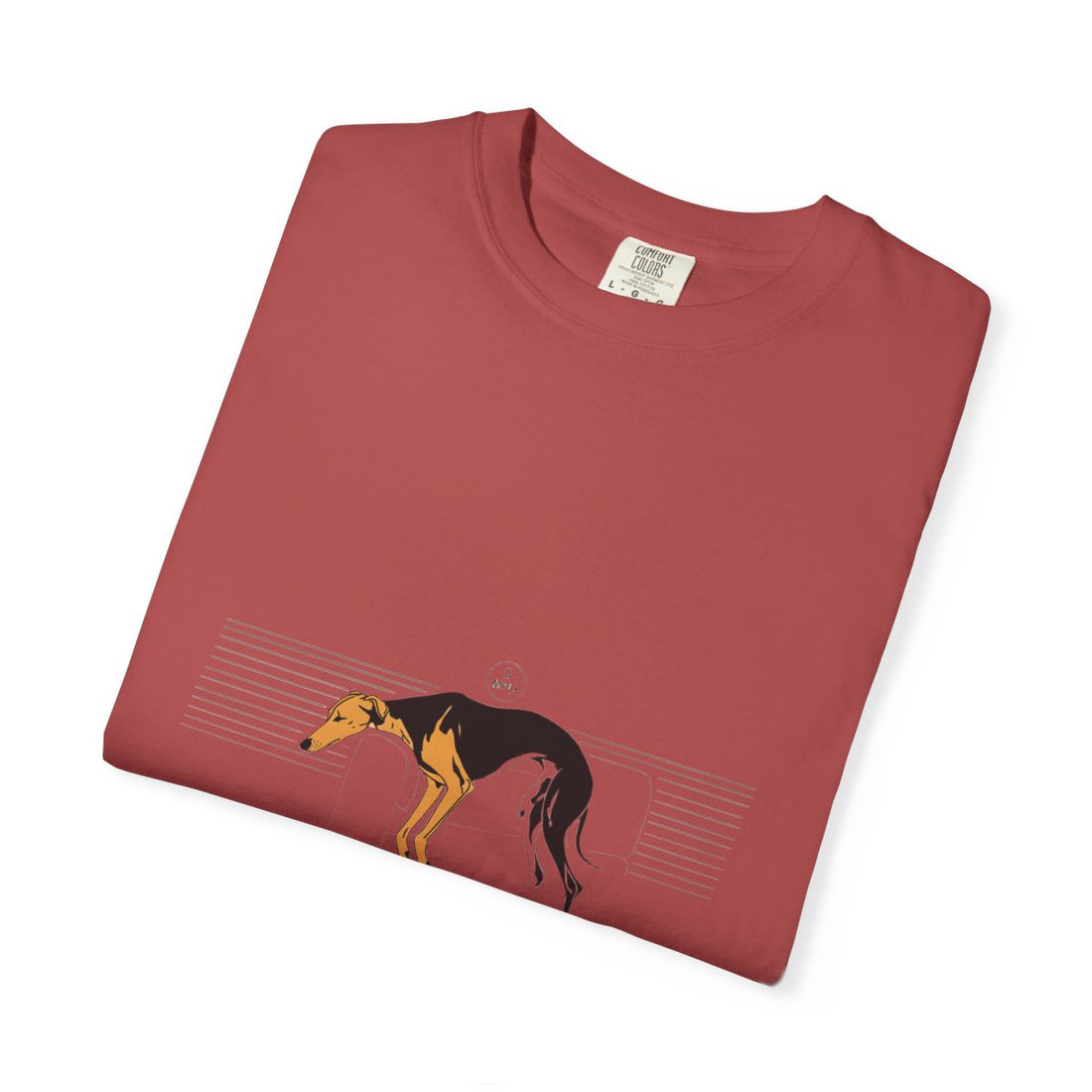 Crimson — Folded | Greyhound '45mph Couch Potato' Garment-Dyed Tee