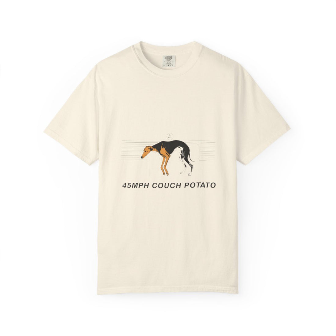 Ivory — Front | Greyhound '45mph Couch Potato' Garment-Dyed Tee