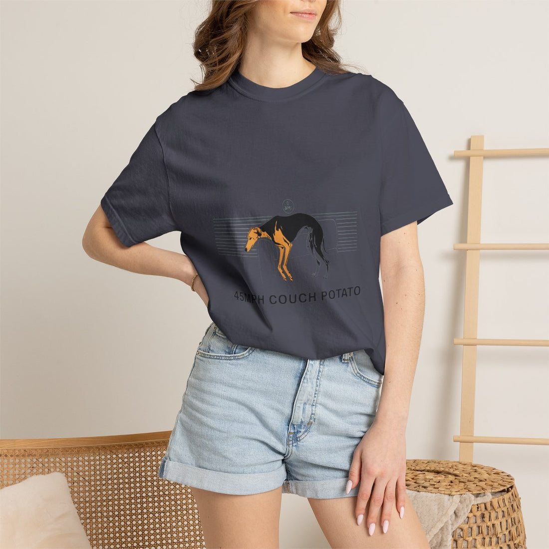 Navy — Lifestyle | Greyhound '45mph Couch Potato' Garment-Dyed Tee